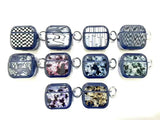 Yeknu  Fashion Phantom Shell Marble Texture Protective Cover Blue Border Earphone Case Protective Cover with Keychain