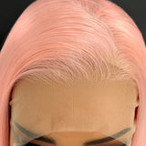 Yeknu  Light Pink Long Silky Straight Wig 13x4 Lace Front Synthetic Hair Wigs for Women Natural Hairline Daily Use Cosplay Party