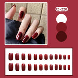 Yeknu  24Pcs Nude Pink False Nail Short Round Style Girl Nail Art Patch Stick on Finger Fake Nail Nude Color Warm Summer false nail