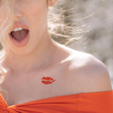 Yeknu  6Pcs Red Lip Tattoo Stickers Kiss Temporary Tatoos Body Stamp waterproof Kiss Tattoo Adults Man Tattoos face Kiss lip stickers