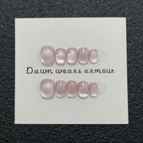 Yeknu 10Pcs Short Handmade Press On Nails Design False Nails Full Cover French Round Head Manicure Wearable Artificial Nails Tips Art