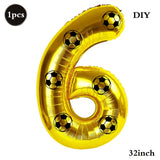 Yeknu  Soccer Birthday Party Decoration Multi Color Number 7 Balloon 32Inch 1 2 3 4 5 6 7 8 9 Digit Football Balloon Large Figure Golob