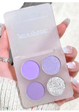 Yeknu  4-Color Eyeshadow Palette Cut Off Eye Makeup Purple Green Eye Shadow Glitter Pearly Colorful Eyeshadow Korean Eye Makeup Palette