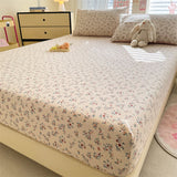 Yeknu Elastic Fitted Sheet Floral Style Bedsheet Soft Bed Cover Home Bed Linen Sheets drap de lit (Pillowcase Need Order)