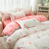 Yeknu  Single duvet cover Printed red quilt cover Thickened plant-cashmere cartoon multicolored bed cover 220x240 double bedding