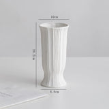 Yeknu  Nordic Style Wide Mouth Ceramic Flower Vase White Dry Flower  Flower Decoration Living Room Entrance Study Table Decoration