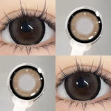 Yeknu  2PCS Brown Large Diameter Colored Contacts Lenses with Myopia Grey Colored Natural Eyes Beauty Lens Makeup Yearly New