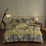 Yeknu  New household four-season available skin-friendly printing washable double-layer yarn jacquard bed sheet four-piece set