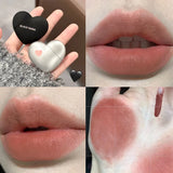 Yeknu Matte Red Brown Lip Gloss Waterproof Long-lasting Easy To Wear Nude Velvet Love Heart Lip Mud Korean Makeup Lip Tint Cosmetics