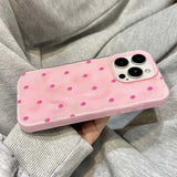 Yeknu  Ins Polka Dot Soft Ultra Slim Case for iPhone 15 16 17 Pro Max 14 Plus Wave Point Pattern Shockproof TPU Cover for iPhone 17Pro