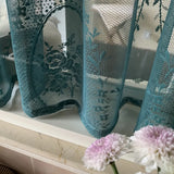 Yeknu  French Retro Green Sheer Curtains for Living Room, Solid Short Tulle Curtain for Kitchen Bathroom Cupboard Drapes Window Valance