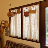 Yeknu  Rustic Fre Lav Semi-Panel Curtain Fabric Door Drape Bedroom Study Room Kitchen Cabinet Partition Blind No Punching Needed