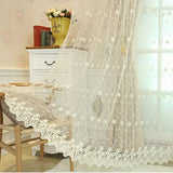 Yeknu  European Pastoral Embroidered Flower Curtains for Living Dining Room Bedroom White Gauze Bay Window Korean Window Screen Balcony