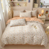 Yeknu 100% Cotton 4-Piece Duvet Cover Set (1 Duvet Cover 2 Pillowcases 1 sheet), Minimalist Cartoon Design, Ultra-Soft Bedding Set