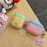 Yeknu  Pink yellow plaid is suitable for Apple earphone case AirPods wireless bluetooth earphone case