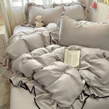 Yeknu  Luxury Ice Silk Cooling Bedding Set, Summer Washable Silk 3/4 Pcs Duvet Cover/Sheet