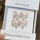 Yeknu 10Pcs Handmade Press on Nails Cat Eye Moon Decorations Aurora False Nails Short Almond Acrylic Wearable Manicure for Spice Girl