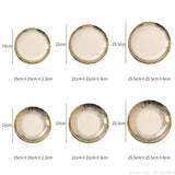 Yeknu  1pc Nordic gold dot wavy ceramic retro luxury high-end household hotel restaurant kitchen supplies dim sum steak dinner plate
