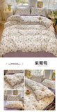 Yeknu Ins Bedding Set Purple Love Stripe Double Layer Yarn Four Piece Dormitory Girl Heart Bed Sheet And Quilt Set Washed Cotton