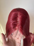 Yeknu  Wine Red Lace Front Wig for Women 26Inch Long Straight 13*4 Lace Wigs High Quality Synthetic Lace Wig Natural for Cosplay Peluca