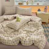 Yeknu 100% Cotton Bedding Set Cartoon Cute Animals Duvet Cover Set Bed Linen Flat Sheets Set 2 Pillowcases Single Double Queen Size
