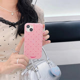 Yeknu Korean Cute Polka Dot Macron Color Phone Case For iPhone 16 15 14 13 12 Pro Max Trendy Aesthetic Anti Knock Soft Back Cover