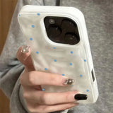Yeknu  Ins Polka Dot Soft Ultra Slim Case for iPhone 15 16 17 Pro Max 14 Plus Wave Point Pattern Shockproof TPU Cover for iPhone 17Pro