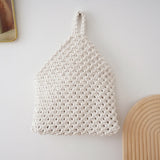 Yeknu  Handmade Macrame Hanging Storage Basket Magazine Flower Organizer Pouch Small Stuff Organization Home Room Cafe Shop Decor