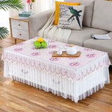 Yeknu New Pastoral Lace edge Rectangular Coffee Table Cover Dustproof Antiskid Tablecloth Home Wedding Decoration dinning Table cloth