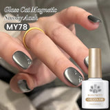 Yeknu  10ml Black Glass Cat Magnetic Gel Nail Polish Ultra Shine Gold Silver Glitter Soak Off UV LED Gel Nail Art Varnish