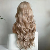 Yeknu  Dirty Blonde Long Curly Wavy Synthetic 13X4 Loose Body Wave Synthetic Lace Front Wigs for Women Middle Part Ash Blonde Glueless