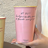 Yeknu Korean Sle Cerc Coffee Cup for Women Handheld Office Water Drinking Cup Juicy Milk Coffee Cup Artistic Design 200ml-400m...