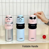Yeknu  550ml Fashon Stainless Steel 316 Vacuum Flask With Straw Portable Outdoor Sport Cute Girl Student Thermos Mug Travel Tumbler