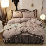 Yeknu  Comfotable Princess Bedding Sets Luxury Bed Skirt Sheet Pillowcase Cute Girl Duvet Cover 4 Pcs Bedding Set Bedroom Decoration