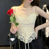 Yeknu  Clothes Blouses Sexy Crop Tops Women Corset Lace Bandage T-shirt Camisole Woman Sling Tank Top Fashion Sleeveless Waistcoat