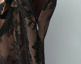 Yeknu  Bow V-neck Suspender Dress European And American Style Summer Sleeveless Mini Dresses Women Spliced lace Dress