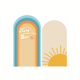 Yeknu  Cover Arch Background Boho Rainbow Groovy Here Comes the Son Baby Shower Birthday Party Decor Backdrop Photo Doubleside