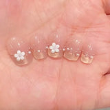 Yeknu  10Pcs Nude Short Square Handmade Press-On Nails Cat-Eye Effect with French Nail Tips Perfect for Women&Girls Daily Look Wear
