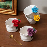 Yeknu  1PC Handmade Flower Cup Rose Ceramic Coffee Cup Mug Mug Souvenir Tea Cup Afternoon Tea Party Home Tableware Decoration