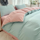 Yeknu  Waffle Washed Cotton Four Piece Set, Non All Cotton Bedding, Pure Cotton Bedding, Student Dormitory Bed Sheets Duvet Cover Set