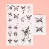 Yeknu  5pcs Butterfly Line Art Waterproof Temporary Tattoo for Shoulder and Arm, Lasting 1-2 Weeks,  Semi-Permanent Fake Tattoo