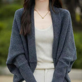 Yeknu  Women's Clothing Elegant Fashion Solid Knit Cardigan Autumn Winter New Casual Loose Shawl Batwing Sleeve Sweaters Lady Y2k Tops