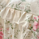 Yeknu  100%Cotton King Queen Bed Skirt Ruffle Cotton Quilted 18Inch Bed Skirt Thick Quilted Bed Cover Dustproof Bed Skirts 2Pillowcases