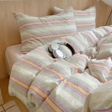 Yeknu  Nordic Sling Cotton Pink Stripes Duvet Cover 150x200 Size Girl's Room Housse De Couette Skin Friendly Breathable Comforter Sets