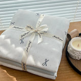 Yeknu Ins floral print Bedding set knitted cotton Flat sheet set Four pieces duvet cover double layer-yarn 4Pcs Cute Fitted sheet