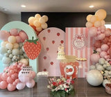Yeknu  Custom 2-Sided Strawberries Berry First Birthday Party Baby Shower Covers Chiara Arch Background Decor Backdrop Photo