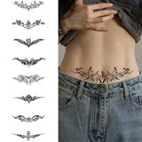 Yeknu  8pcs Succubus Waterproof Temporary Tattoo, Lasting 1-2 Weeks, for Abdomen and Waist, Realistic Semi-Permanent Fake Tattoo