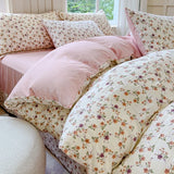 Yeknu  Class A super soft jacquard cloud yarn cotton four-piece set, bed sheet, bed hat, quilt cover, student dormitory bed