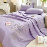 Yeknu  new super soft washed cotton three-dimensional flower embroidered summer quilt four-piece set A solid color summer quilt