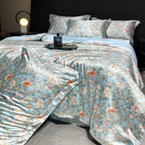 Yeknu  new high-end luxury silky Sleeping naked digital printing washed silk style Bedding Set Duvet Cover Bed Sheet Pillowcases